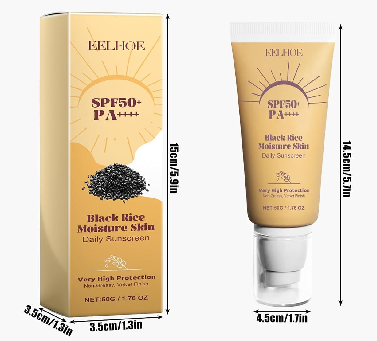 Écran Solaire Hydratant au Riz Noir SPF 50+ : Protection Haute Performance & Éclat Naturel (50g)