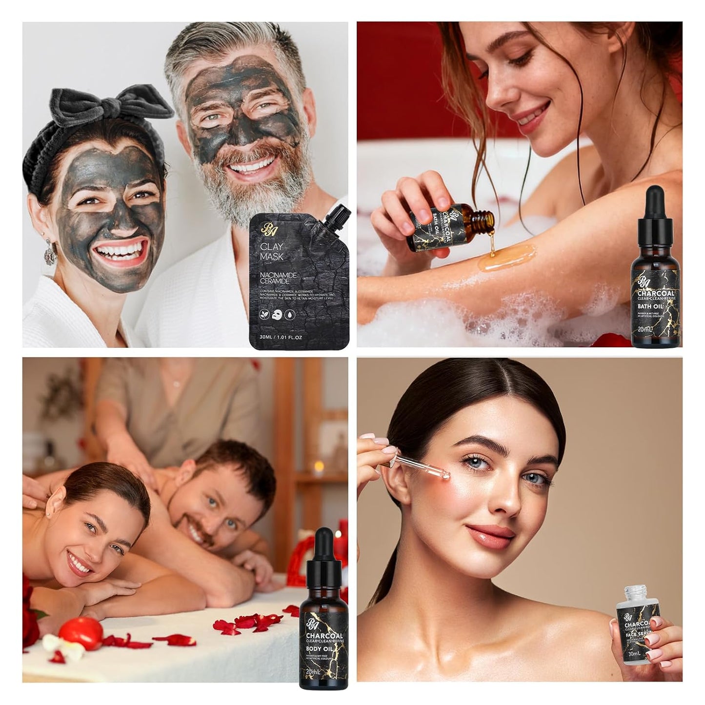 Valentines Day Gifts for Women & Men, Charcoal 23 Pcs Skin Care Set, Bath and Body Kit, Spa Gift Set, Birthday Gifts, Serum, Face Oil, Sheet Mask, Clay Mask, Bath Bombs, Christmas, Mother Day, Dad
