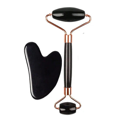 Coffret Rituel Éclat & Contour : Kit Gua Sha, Roller en Pierre et Moule à Glace Facial.
