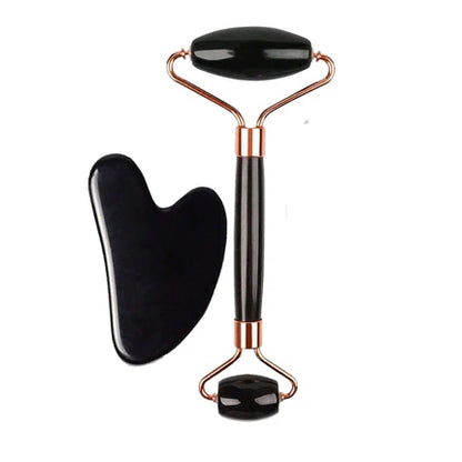 Coffret Rituel Éclat & Contour : Kit Gua Sha, Roller en Pierre et Moule à Glace Facial.